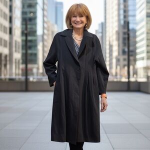 Diana SlavinNY Designer 100% wool Charcoal tailored coatVintage 90’s minimalist